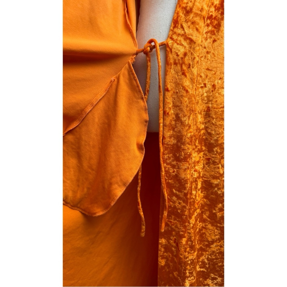 Vintage 1997 Victoria’s Secret Pink Heart Orange Crushed Velvet Maxi Robe Large - Picture 8 of 16